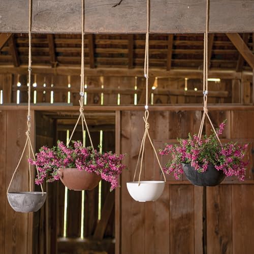 Root & Vessel Self Watering Hanging Planter for Indoor or Outdoor Plants, Unique Marbled Hanging Basket Made of Eco-Friendly Blend of Stone & Plastic, Black, 12" - Image 4