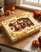 qiqee Thanksgiving 14x10x2.5 inch Auto-pop Up 24Pcs Cookie Box with Window Thanksgiving Pumkin Flower Pastry Macaron Bakery Box For Thanksgiving Day - Image 7