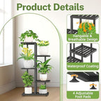 iDavosic.ly Plant Stand with Grow Light Indoor Outdoor, 4 Tier Tall, Black - Image 3