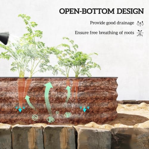 Outsunny 3.5' x 2' x 1' Galvanized Raised Garden Bed Kit, Brown - Image 4
