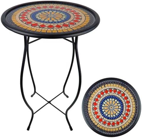 Mosaic Glass Accent Side Table & Plant Stand by Unknown