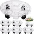 6 Packs 16 inches Extra-large Clear Plant Caddy Plant Saucers on Wheels Rolling Plant Stands Heavy-duty Plant Dolly Plastic Planter Roller Base Pot Movers Outdoor Plant Tray Coaster by KvyusFlourish