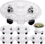 6 Packs 16 inches Extra-large Clear Plant Caddy Plant Saucers on Wheels Rolling Plant Stands Heavy-duty Plant Dolly Plastic Planter Roller Base Pot Movers Outdoor Plant Tray Coaster by KvyusFlourish
