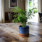 HERDUK 6 Inch Plant Pots, Ceramic Planter Pot with Drainage Hole & Saucer, Indoor/Outdoor Cylinder Round Planter Pot, Aqua Blue & Terracotta Red - Image 5