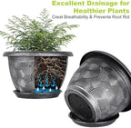 12-Inch -Plastic-Pots -For-Plant With Saucer, 4 Pack Outdoor Planters With Drainage Holes, Decorative Flower Pots For Indoor Plants, Modern 3D Swirl Silver Large Plant Pots With With Removable Tray - Image 5
