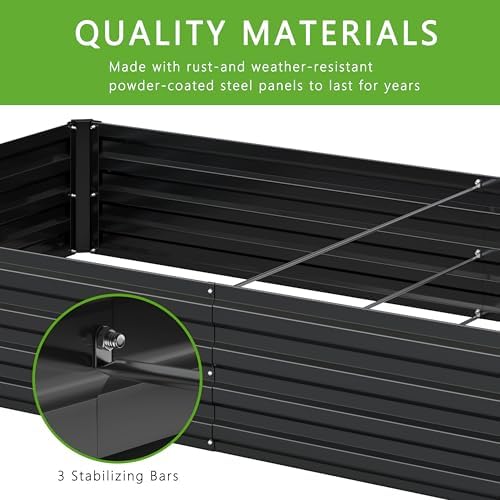 DIIYIV 2PCS 12x2x1FT Galvanized Raised Garden Bed Kit,Vegetable Boxes-Rectangle Metal Flower Box,Large Planter Raised Beds Outdoor Garden for Planting,Fruit,Herb-Black - Image 4