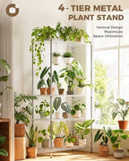 GENTINGBRO Large Plant Shelf Indoor Plant Stand Outdoor 4 Tier for Plants Heavy Duty 3000lbs Plant Rack Storage Shelves Adjustable Tall Plant Holder for Balcony Garden Patio - Image 2