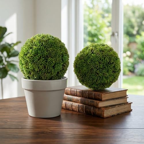 MyGift 6 Inch Decorative Artificial Boxwood Topiary Balls, Set of 2 - Image 2