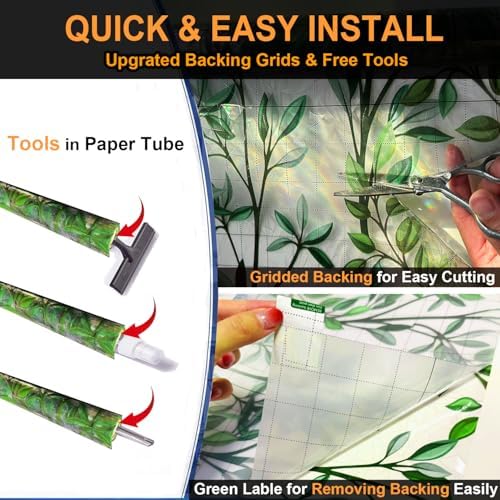 Leafy Rainbow Window Privacy Film, Stained Glass Cling, 47.2" * 78.7 " - Image 4