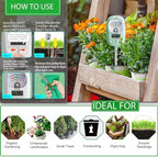 HSLGOVE Soil Test Kit, 7-in-One Soil Moisture Meter/Soil PH Meter/Fertility, Dual Screen Soil Tester w/Digital Soil Temp/Air Temp&Humidity for Plants Gardening,Lawn,Farm Indoor&Outdoor-AppleGreen - Image 4