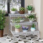 Garden 4 you 3-Tier Rectangular Metal Plant Stand, Ladder Flower Pot Rack - Image 7