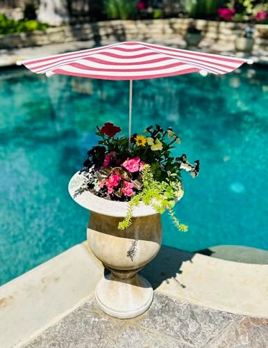 Fixed Plant Shade for Potted Plants 28" x 30" Outdoor Container Sun Shade Cover Premium Fabric Canopy with Fiberglass Frame & Soil Anchor Stripes & Solids Assembly Required - Image 4
