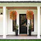 Homsunny Artificial Fake Hanging Plants Flowers Baskets for Outdoor Outside Spring Decor,Faux Silk Daisy UV Resistant Look Real Summer Decorations for Home Porch Patio Yard Garden(Red Brown) - Image 7