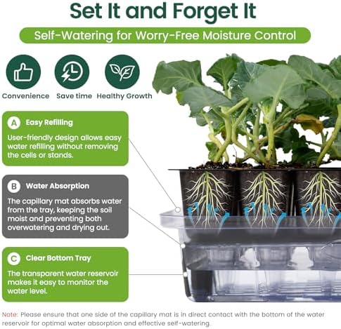 SOLIGT Self Watering Seed Starter Trays with Humidity Domes 6 Pack 144 Cell - Image 2