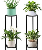 2 Tier Plant Stand Indoor, Black Corner Tiered Tall Plant Stand for Outdoor Multiple Plants, Metal Flower Pot Stands Holders Plant Display Shelf for Balcony Living Room Garden Patio(2Pcs) by KHayRovies