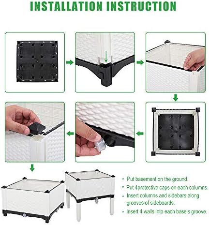 Planting Pots,2Pcs Free Splicing Injection Planting Box,16.93 x 15.75 x 15.75 inch,Raised Garden Bed with Legs Planters for Patio Balcony Deck to Planting Flowers Vegetables and Herbs,White - Image 6