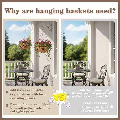 EIMQUVW Outdoor Metal Hanging Planters Basket (4pack, 14 inch) Hanging Baskets for Plants Chain Round Wire Plant Holder with Coco Fiber Liners for Garden, Patio, Deck, Porch(Butterfly) - Image 7
