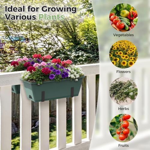 6-Pack Railing Planter Boxes with 3 Sets Double-Sided Adjustable Brackets - Image 5