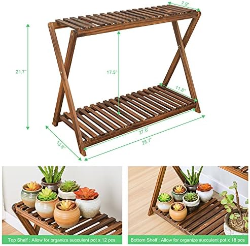 Wooden Plant Shelf Indoor, Narrow Plant Bench for Multiple Plants - Image 2