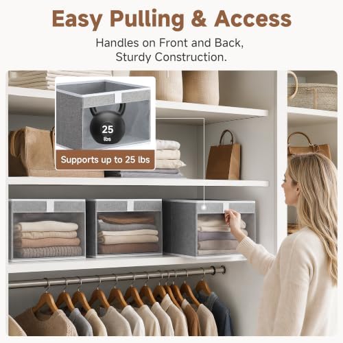 StorageWorks Closet Organizer Bins with Clear Window, Gray, 12.75x12.75x9 - Image 4