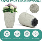 19.5" Tall Resin Planters Set of 2, Faux Birch Bark, White - Image 6
