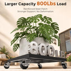 2 Pack 12 Inch Heavy Duty Plant Caddy with Wheels, 800 lbs Capacity Rolling Plant Stand, with Locking Casters, for Large Pots, Washer, Refrigerator & Outdoor Use - Image 2