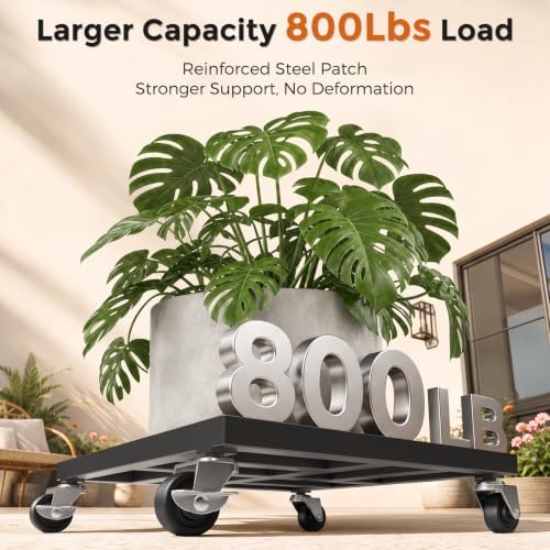 2 Pack 12 Inch Heavy Duty Plant Caddy with Wheels, 800 lbs Capacity Rolling Plant Stand, with Locking Casters, for Large Pots, Washer, Refrigerator & Outdoor Use - Image 2