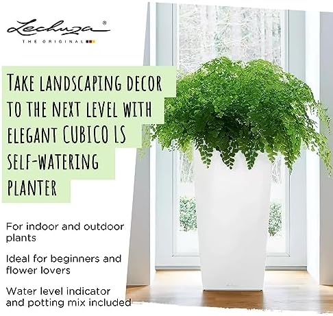 CUBICO 30 Charcoal Metallic, Self-Watering Tall Planter, H22 L11.8 W11.8 in - Image 3