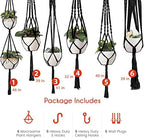 Feedee Macrame Plant Hangers - 6 Pack, Black, Indoor/Outdoor, Cotton - Image 3