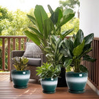 10Inch Ceramic Plant Pot, Ceramic Flower Pots Indoor, Green-White - Image 7