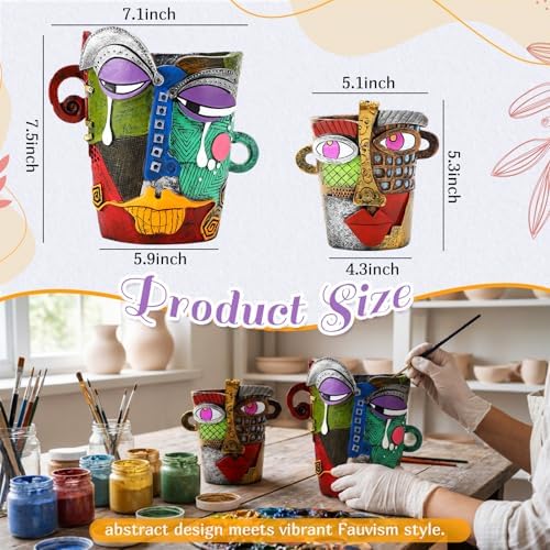 2 Pack Brutalist Abstract Face Planters Pots Head, Unique Abstract Flower Pot, Funny Planters Decoration Resin Face Flower Pot for Indoor and Outdoor Plants, Colorful Funny Room Decor - Image 2