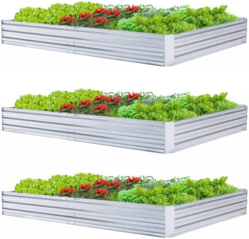 Galvanized Raised Garden Bed 8x4x1ft 3-Pack by FOYUEE