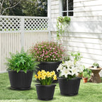 Fodetyff 12-inch-Plastic-Plant-Pots-with-Saucer, Flower Pots Containers for Indoor Outdoor Plants, Large Resin Planter with Drainage Holes and Saucers for Snake Plant Monstera - Image 3