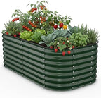 Kesfitt Raised Garden Bed Outdoor, Galvanized Steel Metal Raised Bed Planter for Vegetables, 24-Inch Deep Open Bottom Backyard Garden Bed 6x3x2 ft, Forest Green by Kesfitt