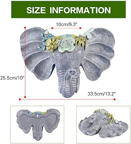 Sungmor Resin Elephant Head Wall Pot, Unique Bohemian Style Animal Face Planter, Vertical Hanging Plant Pot, Pretty Decorative Flower Pot for Indoor Outdoor Plants, for Gardening Lovers - Image 4