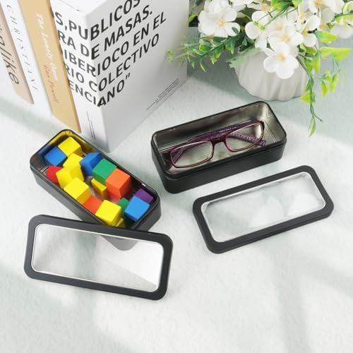18 PCS 6 in Rectangular Metal Tin Box with Window, 6 x 2.8 x 1.6 Inch Rectangular Tin Boxes with Lids, Rectangle tin Cases for Office Supplies, School, DIY Crafts & Home Organization(Black) - Image 5