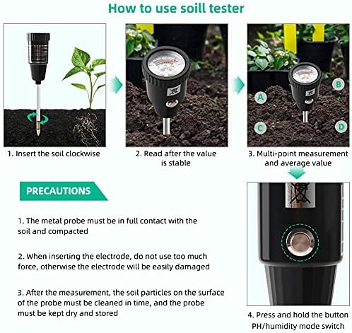 Soil pH Meter & Moisture Meter 300mm Long Electrode No Battery Needed - Image 6