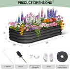 Galvanized Raised Garden Bed, 2Pcs Raised Garden Beds Outdoor, Rectangle Planter Raised Beds with Gloves and Rubber Edge Trim for Vegetables, Flowers and Herbs - Image 2