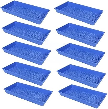 SUNPACK 10" x 20" Heavy Duty Mesh Plastic Seed Starting Tray, Blue, 2.3" (Pack of 10) - Ensures Water Drainage and Aeration, Perfect for Greenhouses or Indoor Gardening by SUNPACK