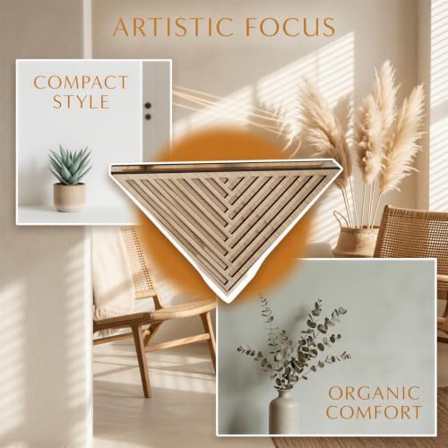Triangle Wall Planter for Dry Plants, Hollow Out Geometric Wall Decor, Natural Wood Creative Home Decor Display Shelf for Flower Arrangements, Living Room, Entryway, Balcony - Image 2