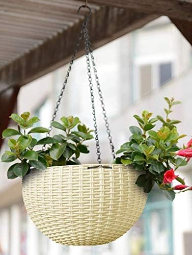 Plastic Hanging Flower Pots –Planters with Chain, 7.1 Inch Diameter, for Indoor Outdoor Balcony Garden, Lightweight Plant Holders for Home Decor Set of 3 (White) - Image 4
