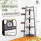 CAPHAUS 4-Tier Corner Shelf Stand, Tall Display Shelves, Ladder Corner Wood Storage Plant Bookshelf with Metal Frame, Versatile Shelving Unit Bookcase for Home Office Space, Black - Image 2