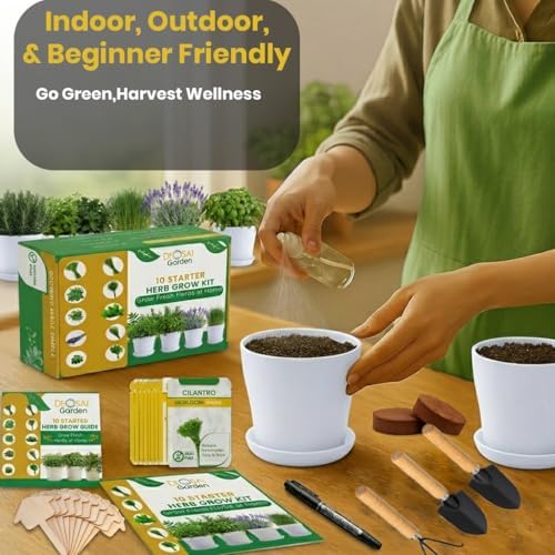 47 PCS Herb Garden Seeds Starter Kit, 10 Non-GMO Culinary Herb Seeds with White Pots & Planters for Windowsill, Herb Growing Kit Indoor & Outdoor, Unique Herb Garden Gift Set for Gardening Lovers - Image 5