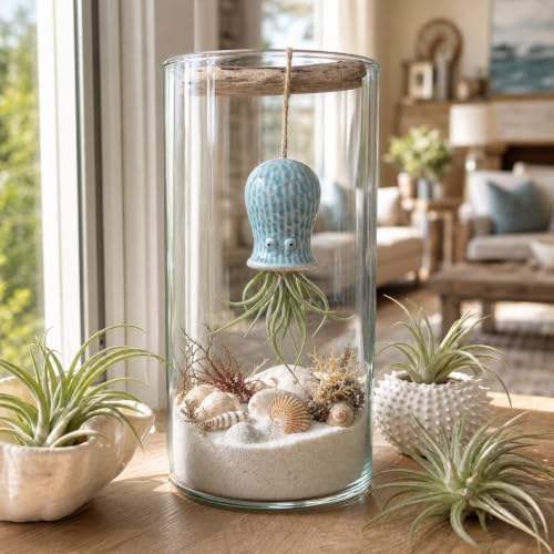 Ceramic Octopus Hanging Air Plant Holder Set of 5 Tillandsia Holder - Image 4