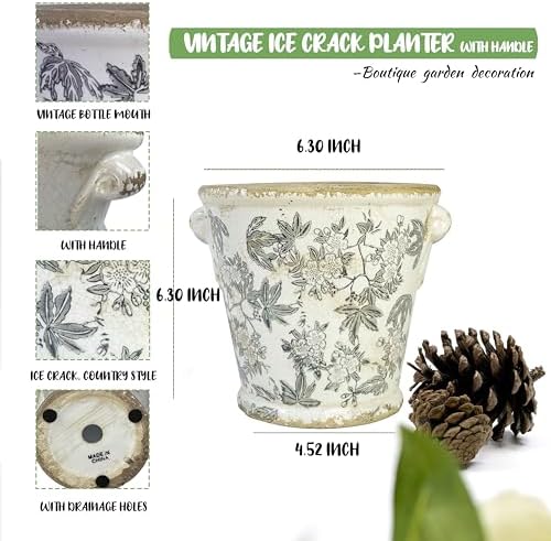 Dosayes Ceramic Pot for Plant,6.30 inch Vintage Flower Pot - Image 2