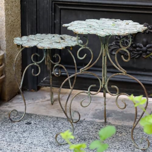 Outdoor Cast Iron Flower Stand, Heavy Duty Cast Iron Potted Plant Stand,Garden Potting Bench Table,Round Potted Plant Stand Rack,Decorative Flower Pot Holder,for Home Garden,Green,Small - Image 6