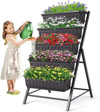 SEJOV 4FT Vertical Raised Garden Bed, 5 Tiers Elevated Planter Box, Black by SEJOV