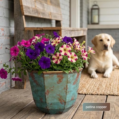 GROWSCAPE Shaina Resin Planter, Pottery Finish Garden Pot,15” Patina Copper - Image 7