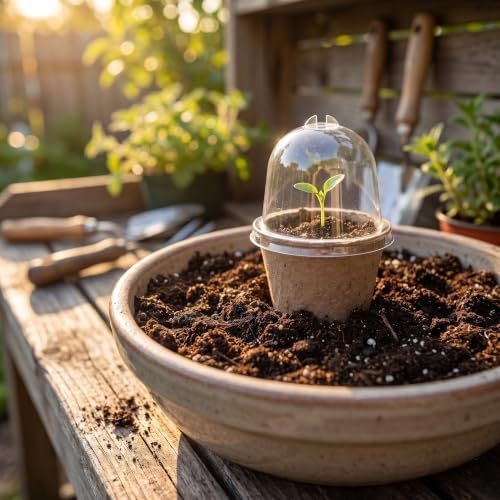 Luxshiny 20 Sets Seedling Pulp Cups with Humidity Dome, 8cm Nursery Pots - Image 7