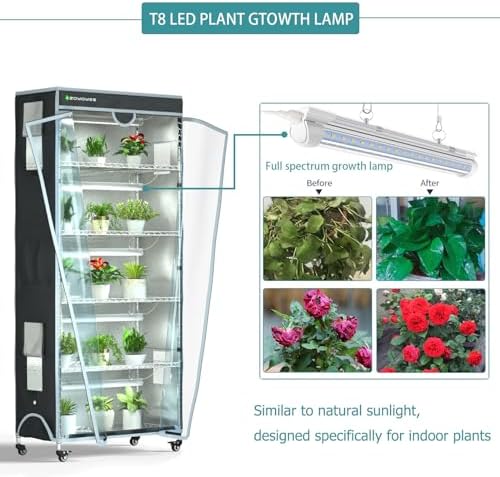 Indoor Greenhouse 6-Tier Plant Stand with Grow Lights & Cover - Image 4